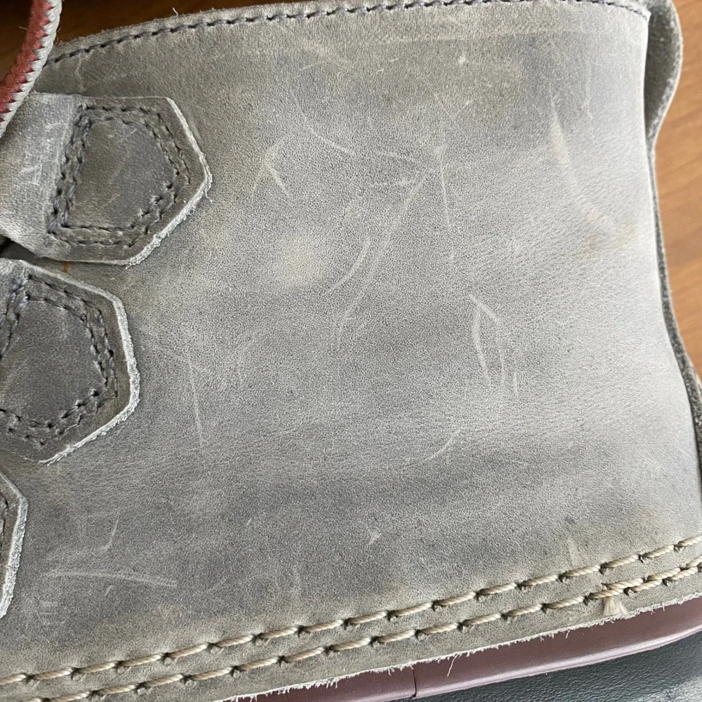 Sorel Out N About Leather Duck Boots Quarry Grey Black Waterproof NL2133-052 8.5